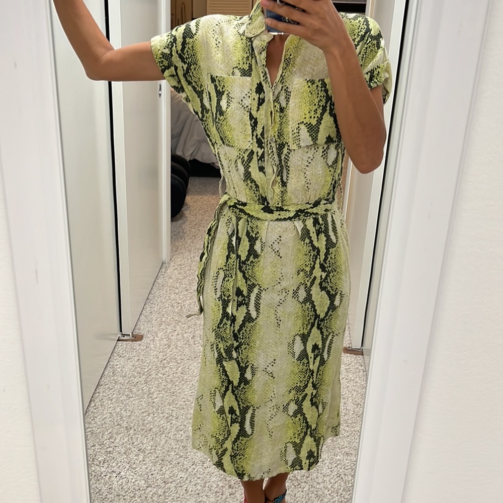 Linen Snake print midi dress